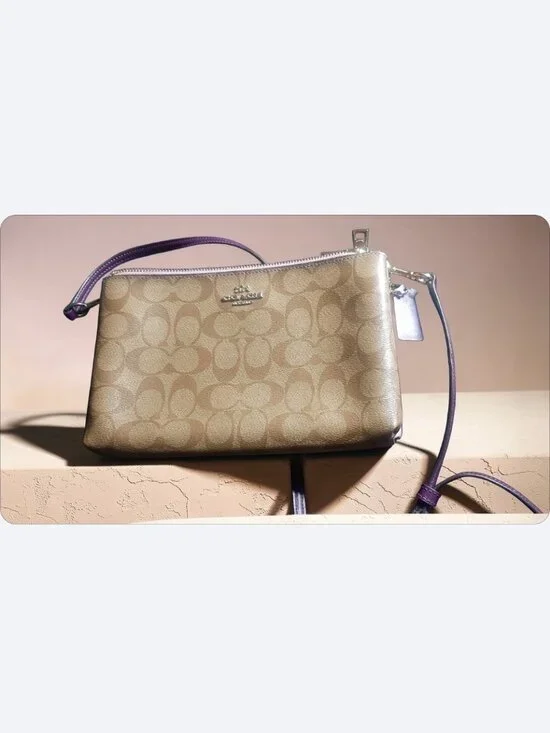 Coach Signature Lyla Double Zip Crossgrain Leather Crossbody Bag (Model F72890) - Picture 6 of 10